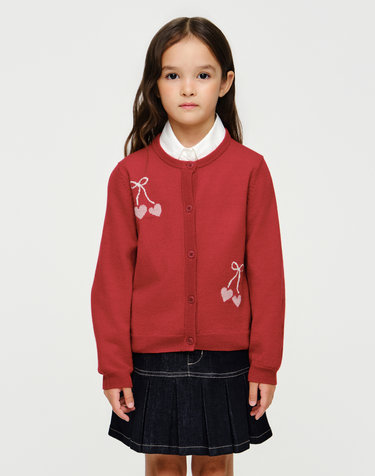 마리떼 키즈 KIDS W GRAPHIC KNIT CARDIGAN red