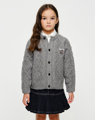 마리떼 키즈 KIDS TEXTURED CABLE KNIT CARDIGAN heather gray