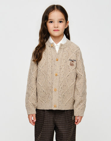 마리떼 키즈 KIDS TEXTURED CABLE KNIT CARDIGAN beige