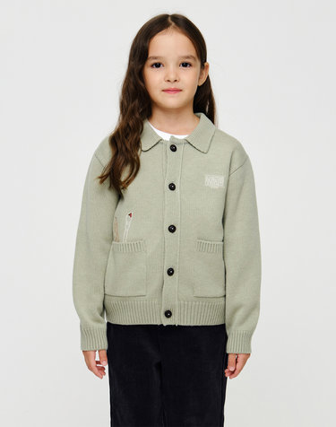 마리떼 키즈 KIDS CLASSIC LOGO KNIT CARDIGAN light olive
