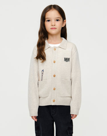 마리떼 키즈 KIDS CLASSIC LOGO KNIT CARDIGAN cream