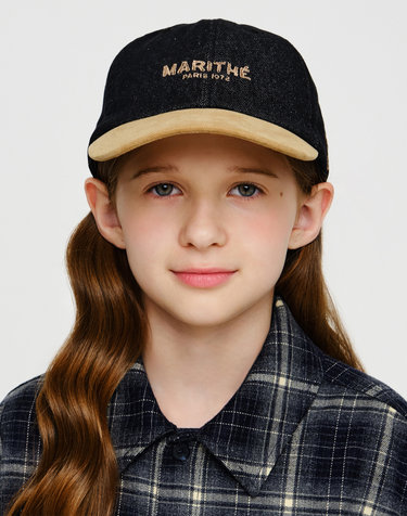 마리떼 키즈 KIDS DENIM COLORBLOCK BALL CAP black