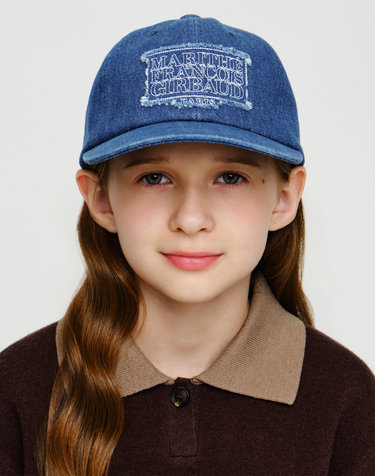 마리떼 키즈 KIDS CLASSIC LOGO APPLIQUE DENIM BALL CAP blue