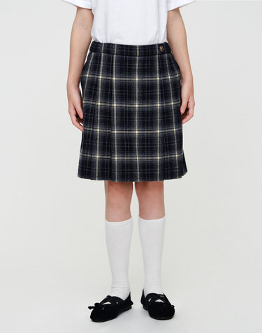 마리떼 키즈 KIDS W CHECK SKIRT navy