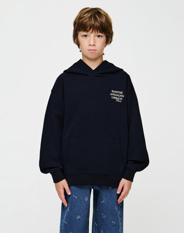 마리떼 키즈 KIDS PARISIAN EMBROIDERY REGEN HOODIE navy