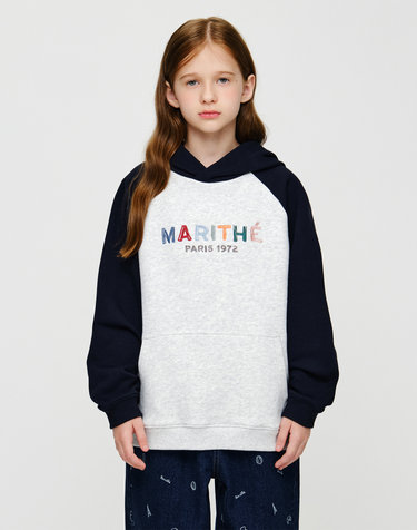 마리떼 키즈 KIDS COLOR BLOCK RAGLAN HOODIE navy