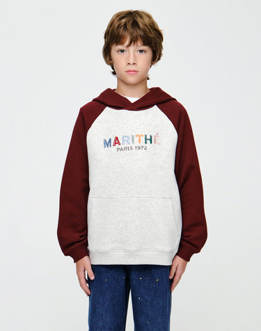 마리떼 키즈 KIDS COLOR BLOCK RAGLAN HOODIE burgundy