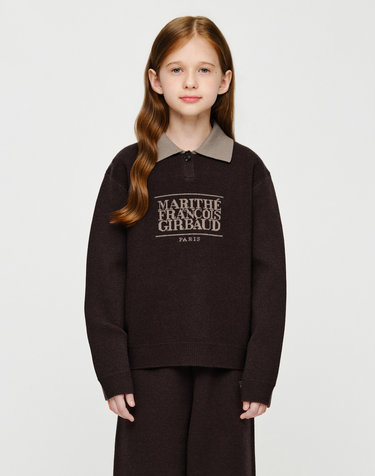 마리떼 키즈 KIDS CLASSIC LOGO COLLAR PULLOVER brown
