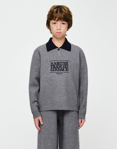 마리떼 키즈 KIDS CLASSIC LOGO COLLAR PULLOVER melange gray