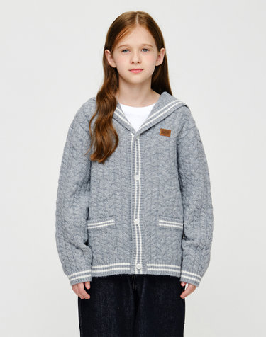 마리떼 키즈 KIDS MICRO CLASSIC LOGO SAILOR KNIT CARDIGAN heather gray
