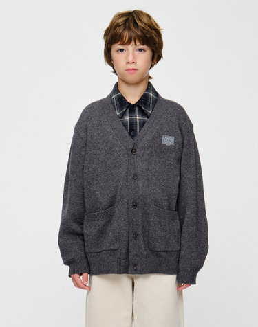 마리떼 키즈 KIDS MICRO CLASSIC LOGO CARDIGAN charcoal