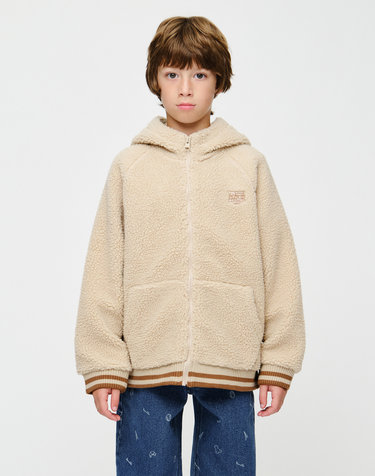 마리떼 키즈 KIDS CLASSIC LOGO HOODED FLEECE JACKET light beige