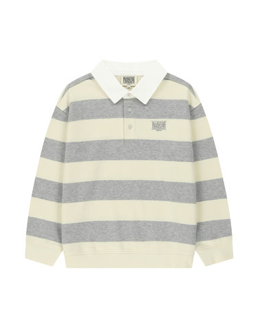 마리떼 키즈 KIDS MICRO CLASSIC LOGO RUGBY STRIPE SWEATSHIRT heather gray