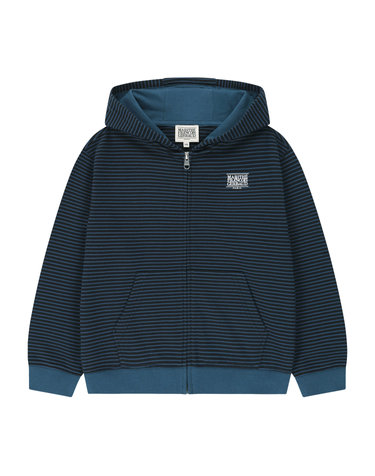 마리떼 키즈 KIDS CLASSIC LOGO STRIPED HOODIE ZIP-UP dark blue