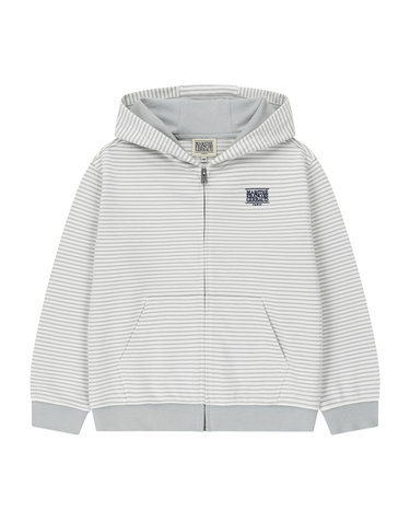 마리떼 키즈 KIDS CLASSIC LOGO STRIPED HOODIE ZIP-UP light gray
