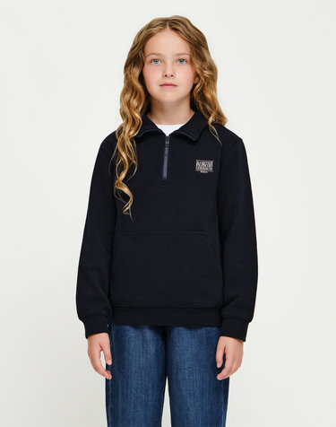 마리떼 키즈 KIDS CLASSIC LOGO HALF-ZIP SWEATSHIRT navy
