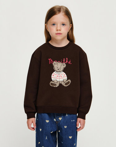 마리떼 키즈 KIDS NORDIC BEAR SWEATSHIRT (BRUSHED) brown