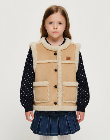 마리떼 키즈 KIDS SHEARLING VEST beige