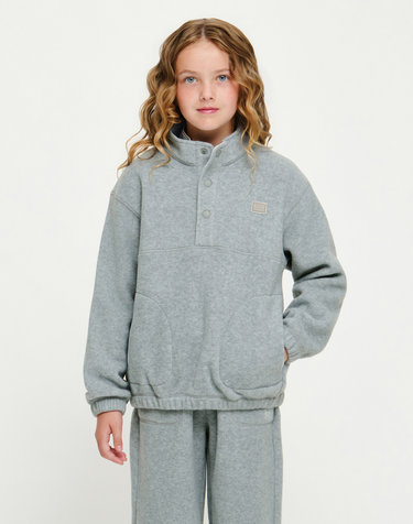 마리떼 키즈 KIDS MICRO CLASSIC LOGO FLEECE ANORAK heather gray