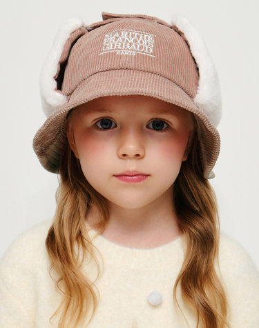 마리떼 키즈 KIDS SMALL CLASSIC LOGO CORDUROY BUCKET HAT pink