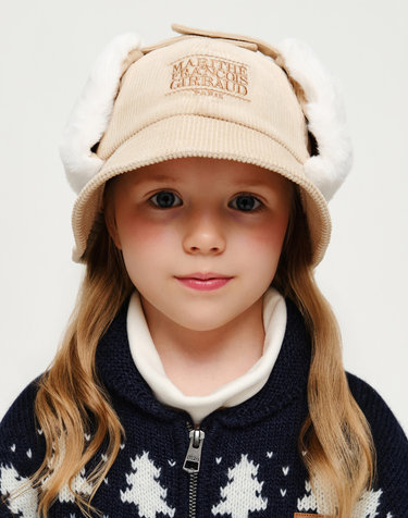 마리떼 키즈 KIDS SMALL CLASSIC LOGO CORDUROY BUCKET HAT beige