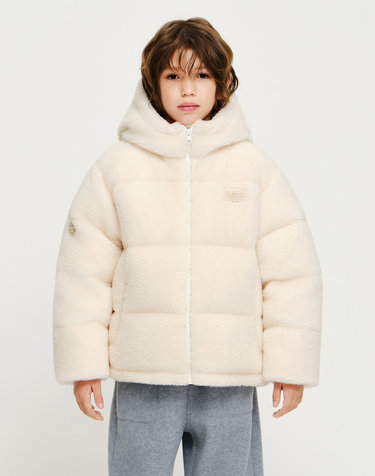 마리떼 키즈 KIDS HOODED FLEECE DOWN JACKET ivory