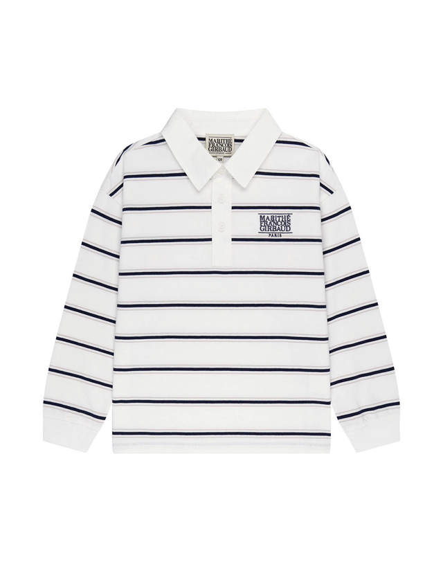 마리떼 키즈 마리떼 키즈 KIDS COLLAR STRIPE LONG SLEEVE TEE ivory 착용컷