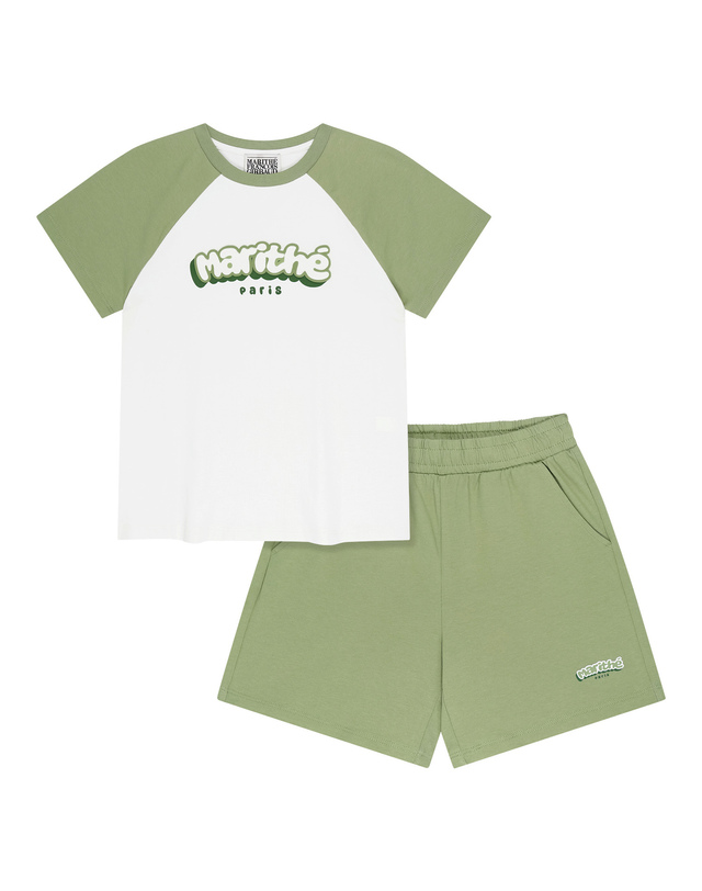 마리떼 키즈 마리떼 키즈 KIDS RAGLAN TEE+SHORTS SET-UP light green 착용컷