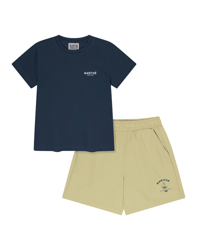 마리떼 키즈 마리떼 키즈 KIDS BOAT TEE + WOVEN PANTS SET-UP navy 착용컷