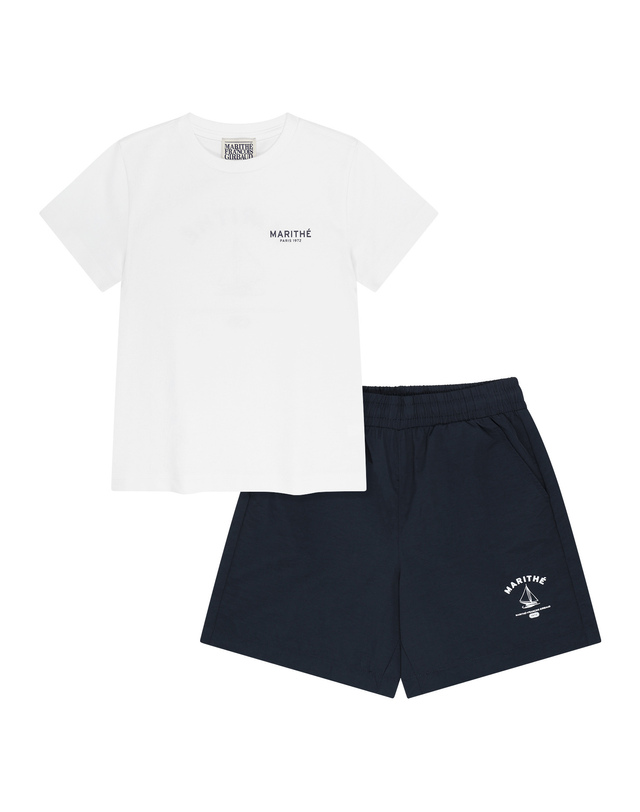 마리떼 키즈 마리떼 키즈 KIDS BOAT TEE + WOVEN PANTS SET-UP white 착용컷
