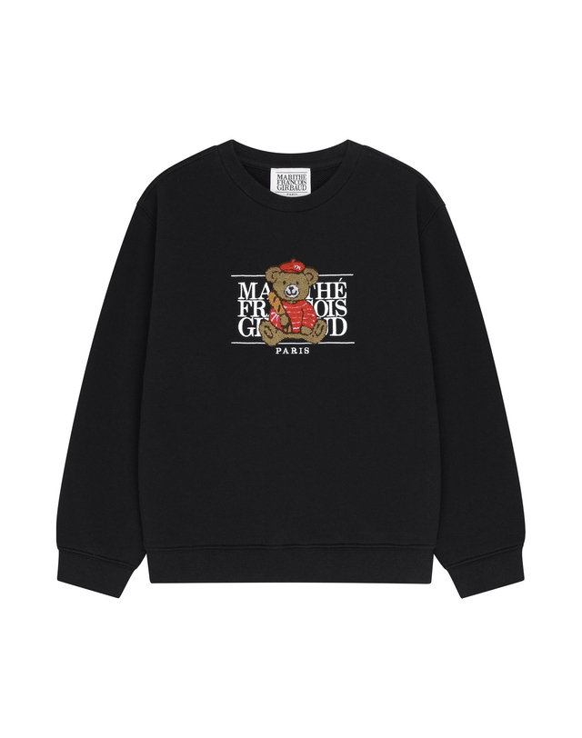 마리떼 키즈 마리떼 키즈 KIDS BREAD BEAR CLASSIC LOGO SWEATSHIRT black 착용컷