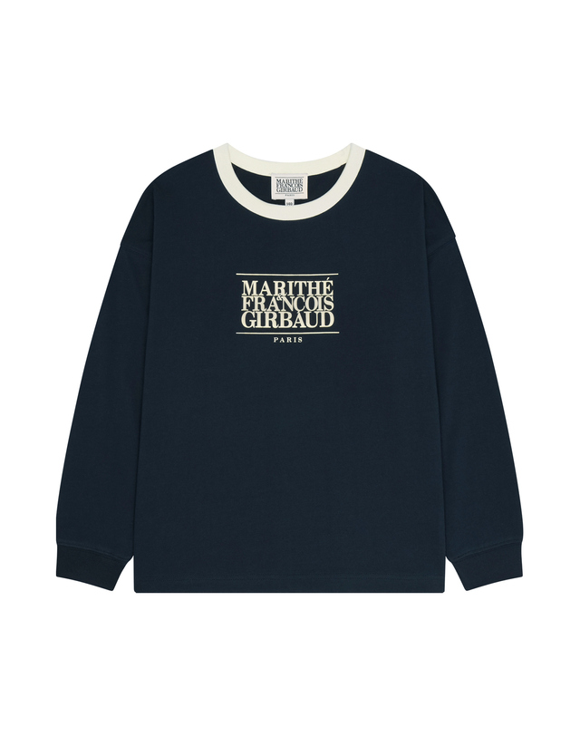 마리떼 키즈 마리떼 키즈 KIDS CLASSIC LOGO LONG SLEEVE RINGER TEE navy 착용컷