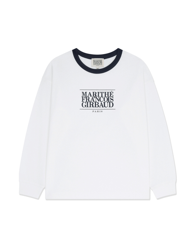 마리떼 키즈 마리떼 키즈 KIDS CLASSIC LOGO LONG SLEEVE RINGER TEE white 착용컷