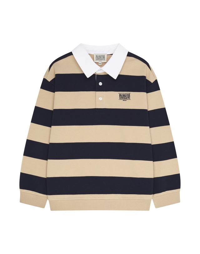 마리떼 키즈 마리떼 키즈 KIDS MICRO CLASSIC LOGO RUGBY STRIPE SWEATSHIRT navy 착용컷