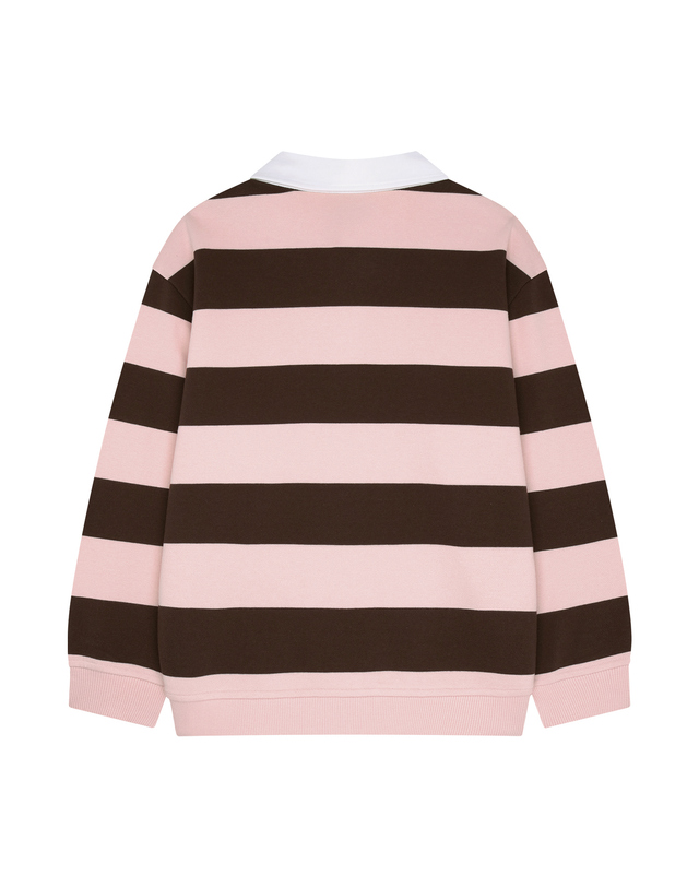 마리떼 키즈 마리떼 키즈 KIDS MICRO CLASSIC LOGO RUGBY STRIPE SWEATSHIRT brown 착용컷