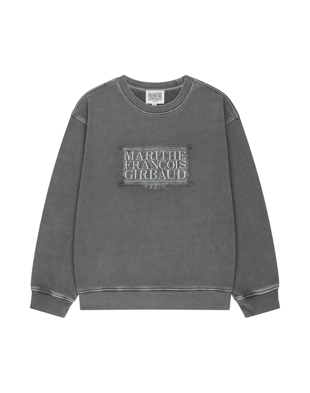 마리떼 키즈 마리떼 키즈 KIDS CLASSIC LOGO APPLIQUE DYEING SWEATSHIRT charcoal 착용컷