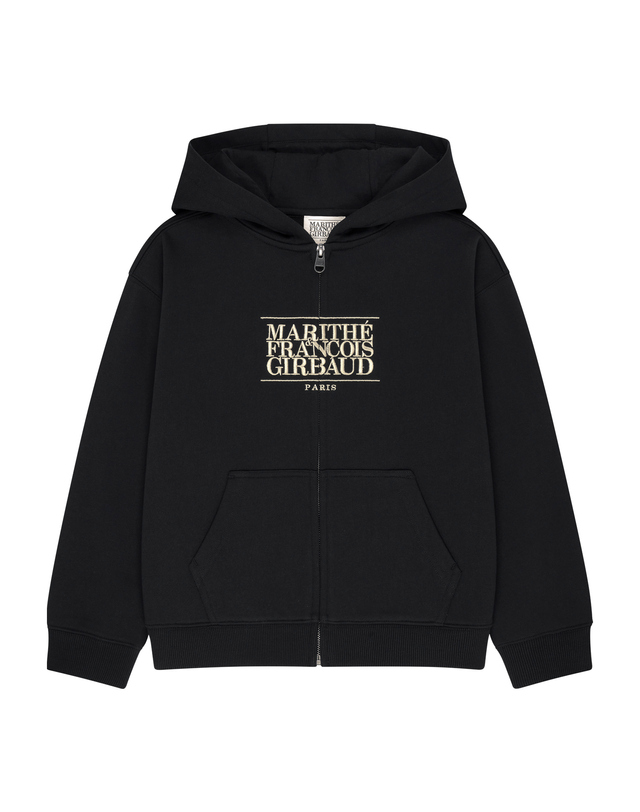 마리떼 키즈 마리떼 키즈 KIDS CLASSIC LOGO EMBROIDERY HOODIE ZIP-UP black 착용컷