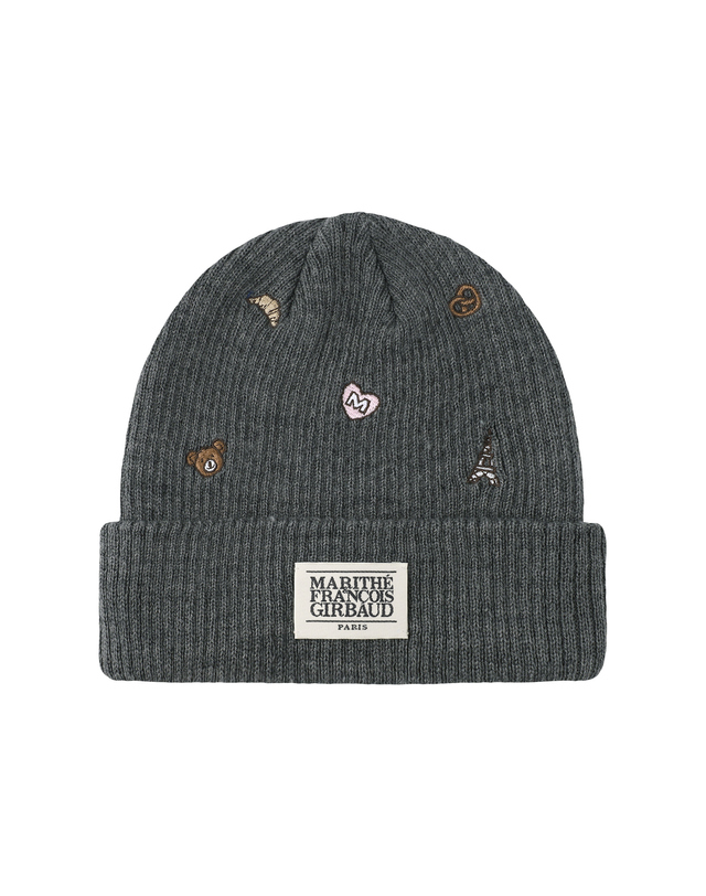 마리떼 키즈 마리떼 키즈 KIDS MICRO CLASSIC LOGO EMBROIDERY BEANIE heather charcoal 착용컷
