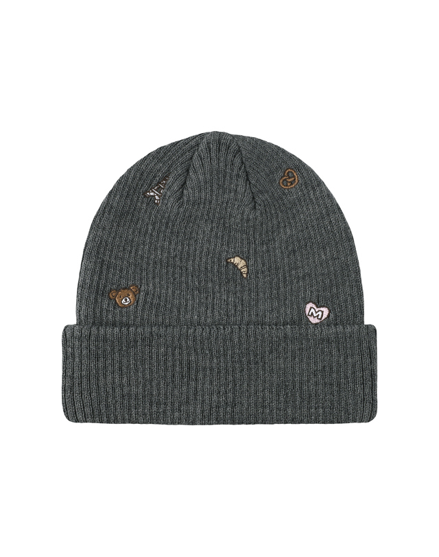 마리떼 키즈 마리떼 키즈 KIDS MICRO CLASSIC LOGO EMBROIDERY BEANIE heather charcoal 착용컷