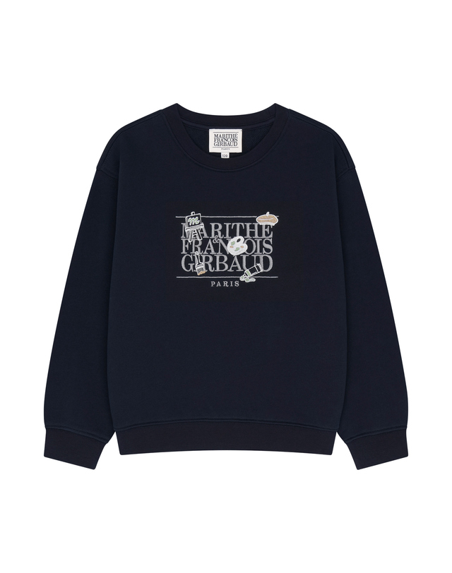 마리떼 키즈 마리떼 키즈 KIDS CLASSIC LOGO GRAPHIC REGEN SWEATSHIRT navy 착용컷