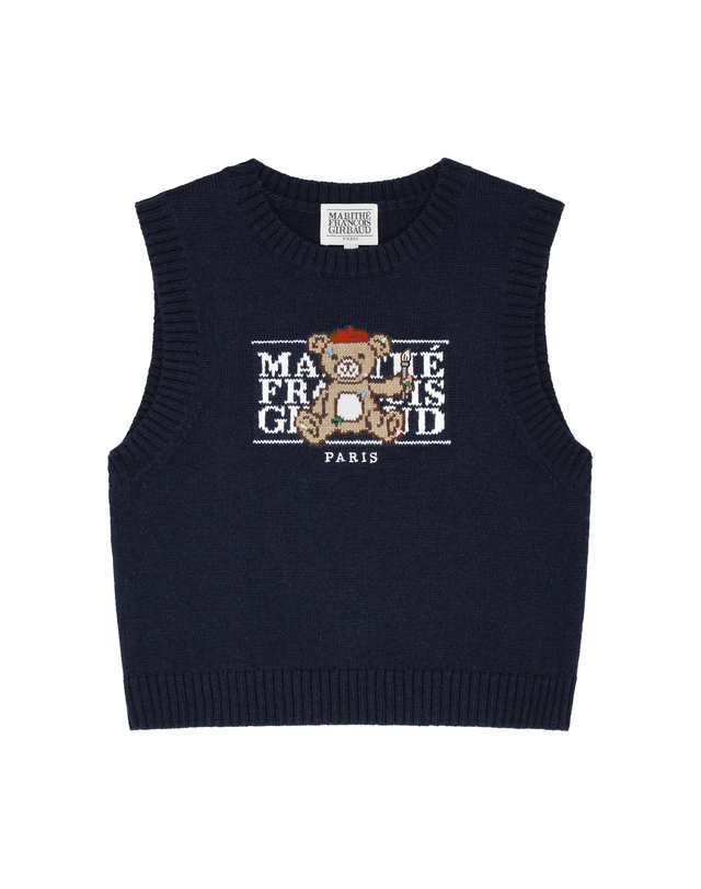 마리떼 키즈 마리떼 키즈 KIDS BEAR CLASSIC LOGO KNIT VEST navy 착용컷