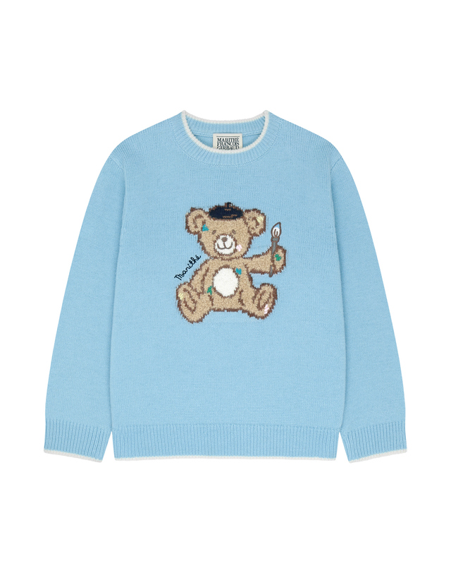 마리떼 키즈 마리떼 키즈 KIDS BEAR KNIT PULLOVER light blue 착용컷