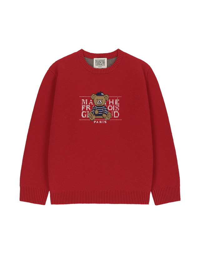 마리떼 키즈 마리떼 키즈 KIDS BEAR CLASSIC LOGO KNIT PULLOVER red 착용컷