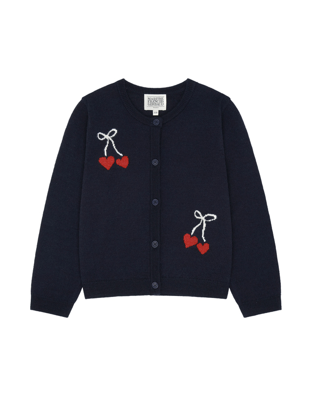 마리떼 키즈 마리떼 키즈 KIDS W GRAPHIC KNIT CARDIGAN navy 착용컷