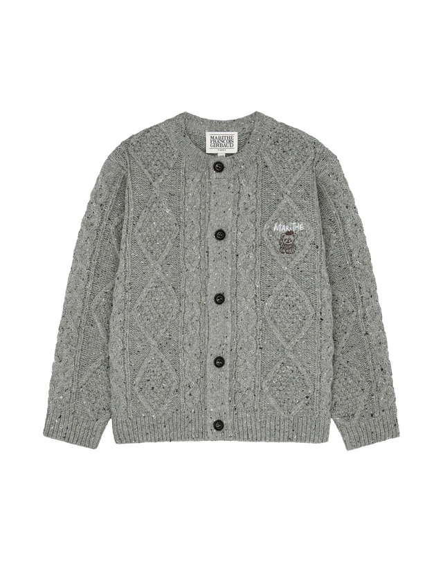 마리떼 키즈 마리떼 키즈 KIDS TEXTURED CABLE KNIT CARDIGAN heather gray 착용컷