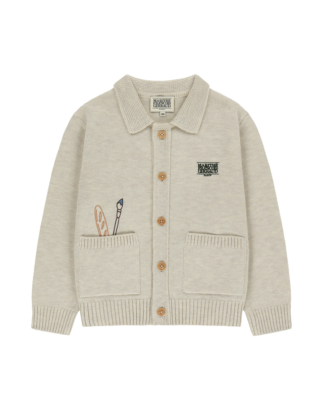 마리떼 키즈 마리떼 키즈 KIDS CLASSIC LOGO KNIT CARDIGAN cream 착용컷