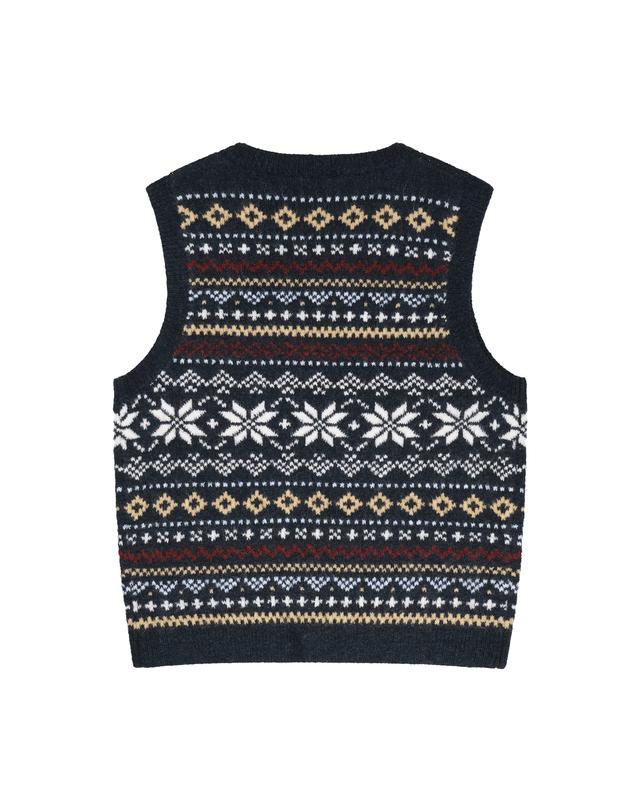 마리떼 키즈 마리떼 키즈 KIDS MICRO CLASSIC LOGO NORDIC KNIT VEST navy 착용컷