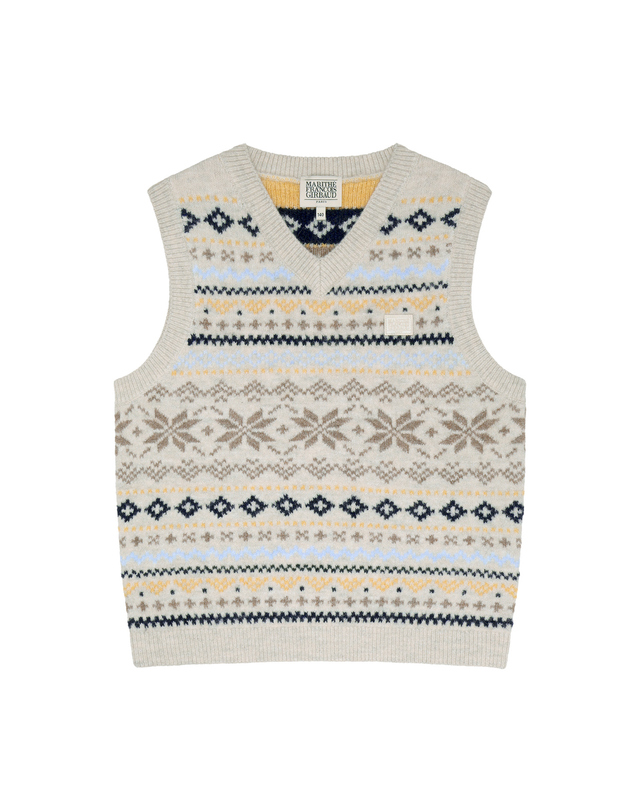 마리떼 키즈 마리떼 키즈 KIDS MICRO CLASSIC LOGO NORDIC KNIT VEST oatmeal 착용컷
