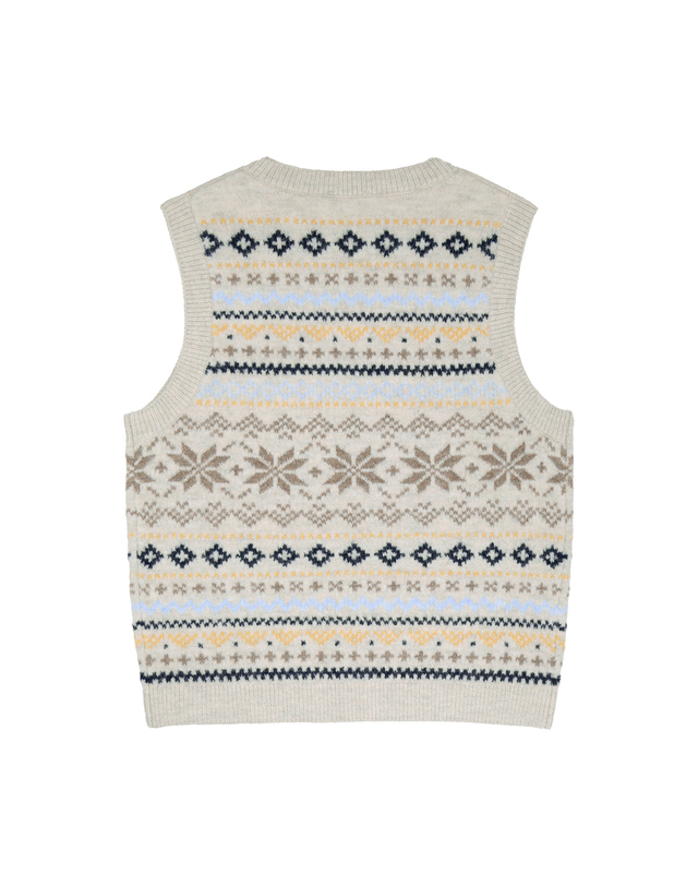 마리떼 키즈 마리떼 키즈 KIDS MICRO CLASSIC LOGO NORDIC KNIT VEST oatmeal 착용컷