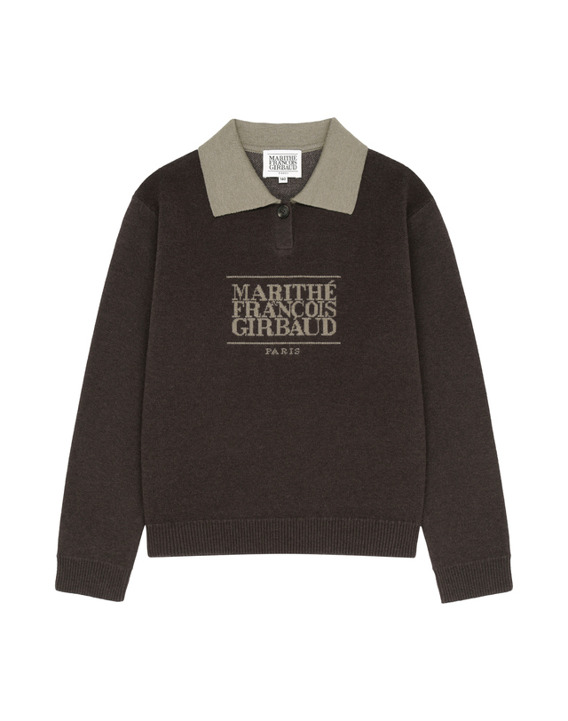 마리떼 키즈 마리떼 키즈 KIDS CLASSIC LOGO COLLAR PULLOVER brown 착용컷